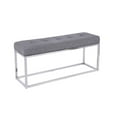 thumbnail image 2 of Heavenly Collection Gray Fabric Upholstered Stool with Chrome Base – Modern Accent Stool for Vanity, Bedroom, or Living Room, 2 of 6