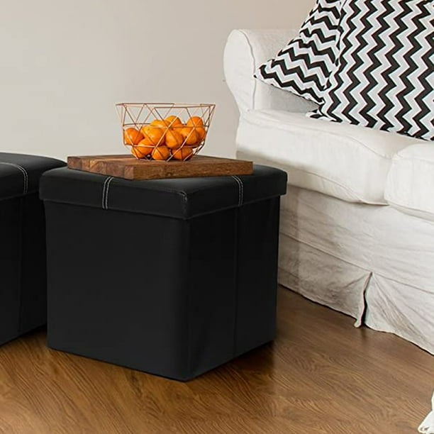 UWRNite 15 inches Folding Storage Ottoman, Cube Storage Boxes Footrest