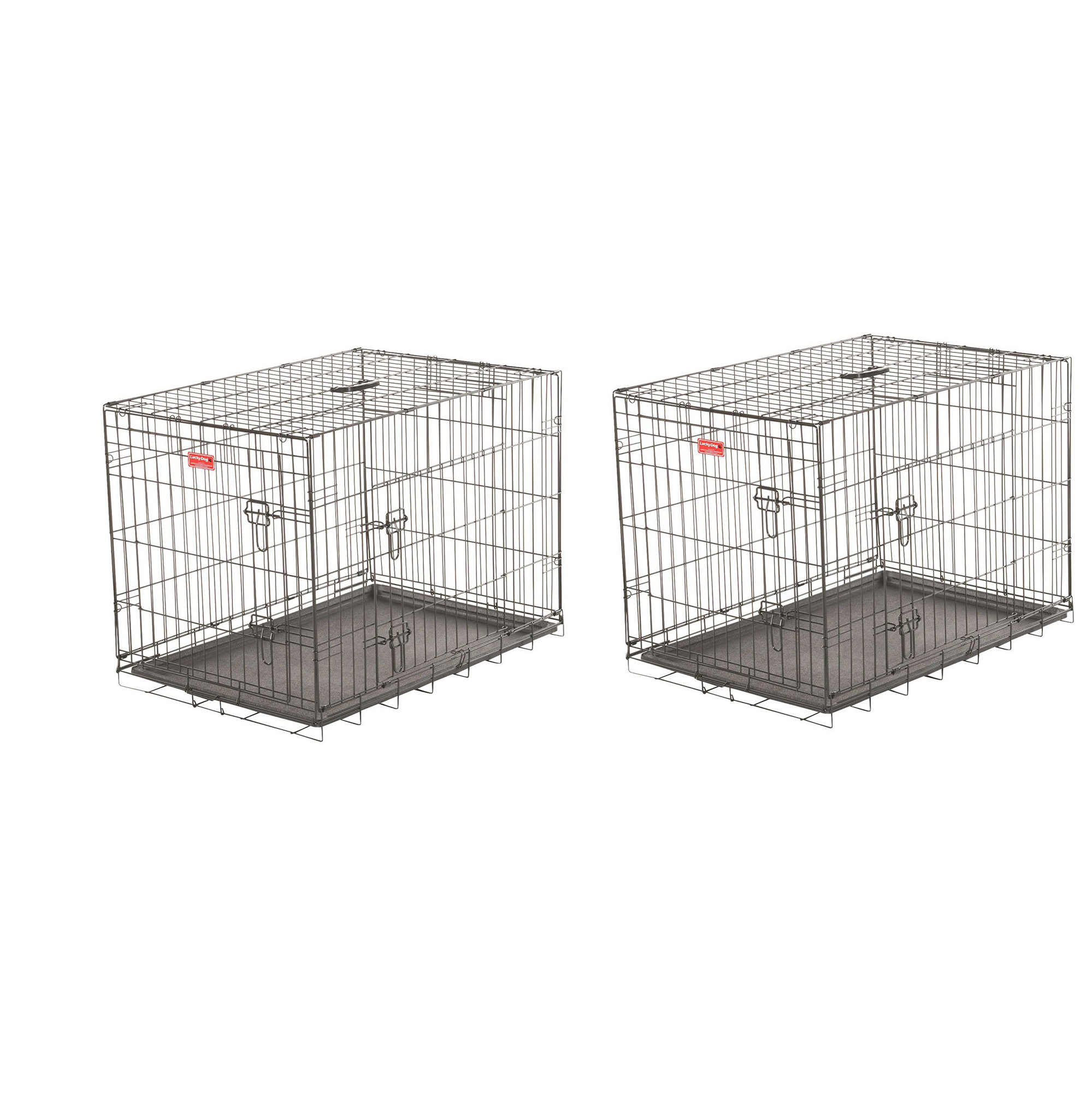 Lucky Dog 2 Door Dog Training Kennel with Removable Pan & Mat, Small (2