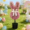 thumbnail image 6 of 27.5'' Artificial Bunny-Shaped Topiary Tree Pot UV-Resistant Bowknot,Faux Boxwood Topiaries Plant for Porch Decor Outdoor/Indoor, 6 of 8
