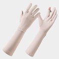 thumbnail image 2 of Lispipm Women Men Touching Screen Driving Gloves Ice Silk Full Finger Long Sun Arm Sleeves for Summer Outdoor Sports Running Beige, 2 of 4