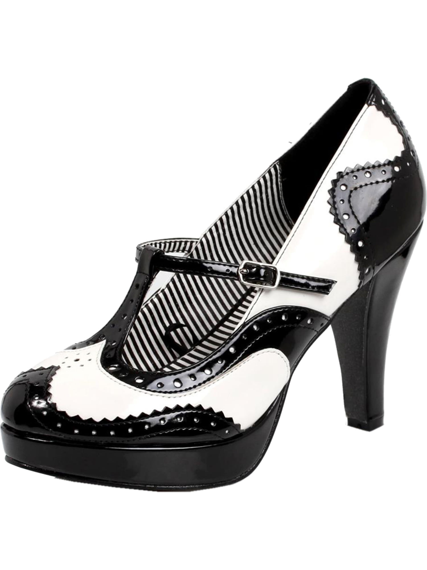 womens black and white heels