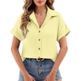 thumbnail image 2 of Blouses For Women Blouses Casual Tops Batwing Sleeve Pocket Patched Shirt Casual Work T Shirts Double Layer Wrinkled Fabric Womens Tops, 2 of 4