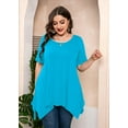 thumbnail image 3 of SHOWMALL Plus Size Blouse for Women Summer Tunic Tops Short Sleeve Sky Blue 3X Swing Tee Crewneck Clothes Flowy Shirt for Leggings, 3 of 8