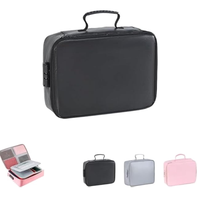 Fireproof Keepsake Box with Lock,Document Storage Safe Box, Fireproof and Waterproof Document Storage Box for Documents, Letters, Passports, And Cards(Black)