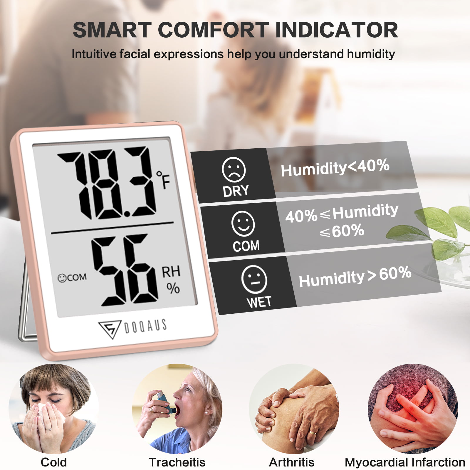  DOQAUS Digital Hygrometer Indoor Thermometer Humidity Meter  Room Thermometer with 5s Fast Refresh Accurate Temperature Humidity Monitor  for Home, Bedroom, Baby Room, Office, Greenhouse, Cellar (Black) : Patio,  Lawn & Garden