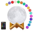 thumbnail image 1 of 3D Moon Lamp 16 Colors LED Night Light with Stand & Remote/Touch Control, Timer, Birthday Gift for Kids, Room Decor, 1 of 5