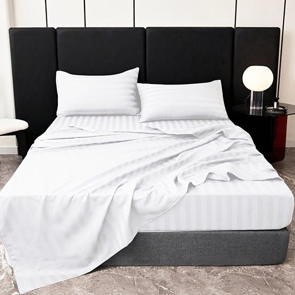 500TC 2cm Dobby Stripe white color sheet set