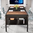 thumbnail image 4 of Tribesigns Conference Table, 63" W x 31.5" D Meeting Room Table Boardroom Desk for Office Conference Room, 5 ft Office Table with Storage Bag, Rustic Brown & Black, 4 of 5