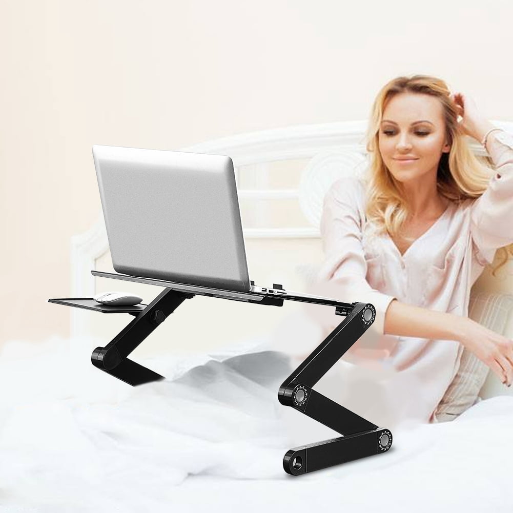 EBTOOLS laptop stand, lap desk,360° Adjustable Foldable Laptop Desk Table Stand Holder w/ Cooling Dual Fan Mouse Boad