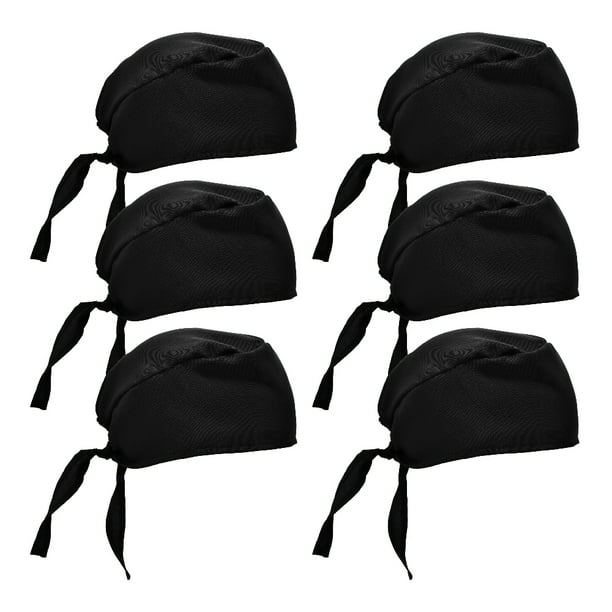 Gorro de Chef con Tiras de Ajuste, 6 Cofias para Cocina Prácticas, Cofias de Tela, Negro Red Baboon 6 Cofias de Cocina Modelo Bosty, Tipo Bucanero, 4 Colores Disponibles.