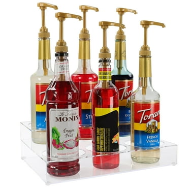 Lot45 Syrup Pump Dispenser Stand - 2 Tier Clear Acrylic Coffee Flavor Station