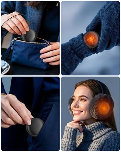 Pocket Size Hand Warmers Rechargeable 2 Pack,20Hrs Long Safe Heat,0.5S Instant Heating,Ultra Thin Electric Hand Warmers,5 Levels Heating Fits in Gloves, Hunting Camping Hiking Essentials