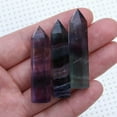 thumbnail image 6 of K-KED 10pcs 50-60mm Natural Rainbow Fluorite Obelisk Quartz Crystal Point Reiki Wand, 6 of 9