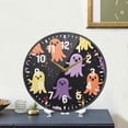 thumbnail image 4 of Yayeee Wall Clock Battery Operated 9.5" Silent Quartz Non-Ticking for Living Room Decor, Yellow Halloween Ghosts, 4 of 8