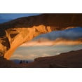 thumbnail image 2 of Paulson, Don 18x13 Black Ornate Wood Framed with Double Matting Museum Art Print Titled - UT, Arches NP Hikers at Skyline arch at sunset, 2 of 4
