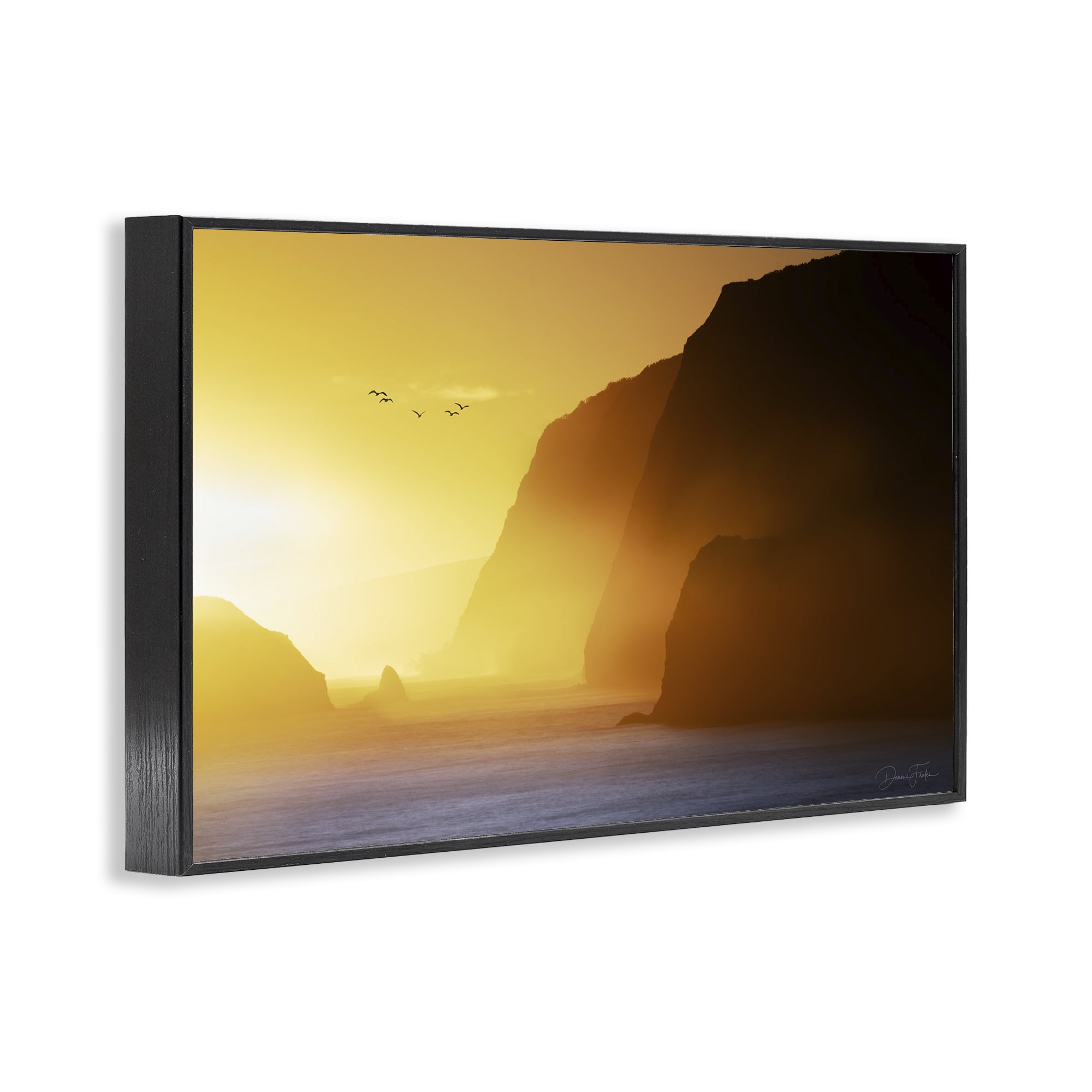 Stupell Industries Bright Sunlit Cliffs Landscape Photography Black Framed Art Print Wall Art, 30 x 20