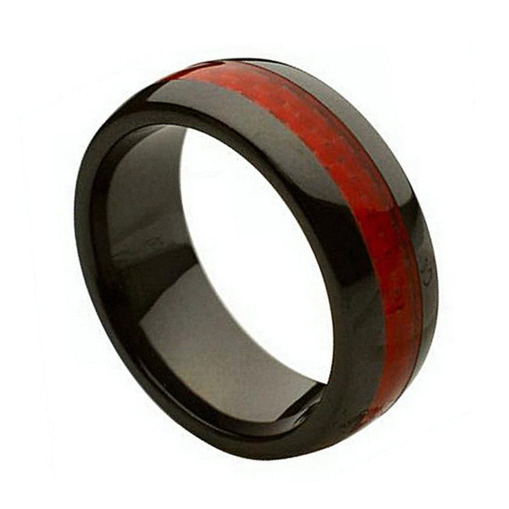 TJ&CO. 8mm Ceramic Black with Red Carbon Fiber Inlay