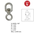 thumbnail image 2 of 3/8" Marine Chain Swivel FED SPEC Drop Forged 3400 Lb WLL Stainless Steel T316, 2 of 6