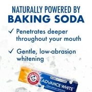 ARM & HAMMER Advance White Anticavity Whitening Toothpaste with Fluoride, Clean Mint, 6 oz, 2 Pack