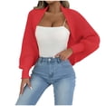 thumbnail image 3 of Brqkzdu Women's Knit Bolero Shrug Open Front Long Sleeve Cropped Chunky Sweater Breathable Loose Comfy Casual Crochet Cardigans, 3 of 8