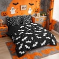 thumbnail image 2 of Homewish Dark Gothic Happy Halloween7 Pieces Full Size Bedding Sets,Bat Silhouette Dot Print Full Size Bed in a Bag,Black,Black Reversible, 2 of 8