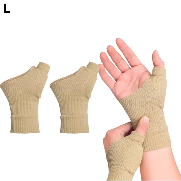 Muñequera de compresión Trianu, muñequera para túnel carpiano, muñequera para tendinitis, transpirable, beige, L