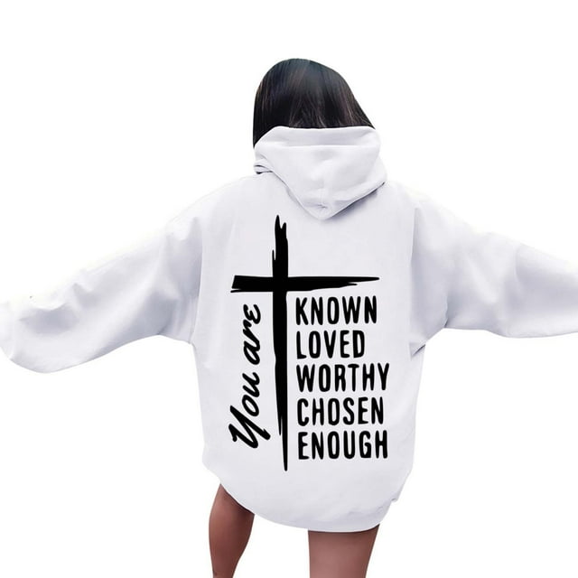 Women's Casual Hooded Sweatshirt Long Sleeve Pullover Hoodie With Print Design For Spring And Fall Everyday Wear