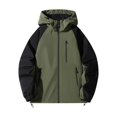 thumbnail image 2 of Tawop Jackets for Men Long Sleeve Zip with Hood Loose Casual Mens Gift,Army Green,M, 2 of 9