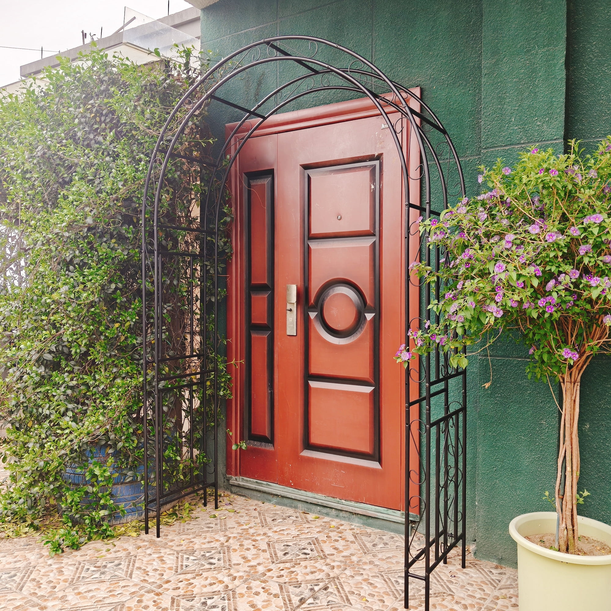 Garden Arch, Climbing Plants Support Rose Arch Outdoor Black L59" x W17.71" x H90.55"