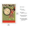 thumbnail image 2 of Ponctua Watches - The Best Precision Watch at the Lowest Price - Vintage Advertising Poster by Rene Prejelan c.1910 - Master Art Print 10in x 14in, 2 of 4