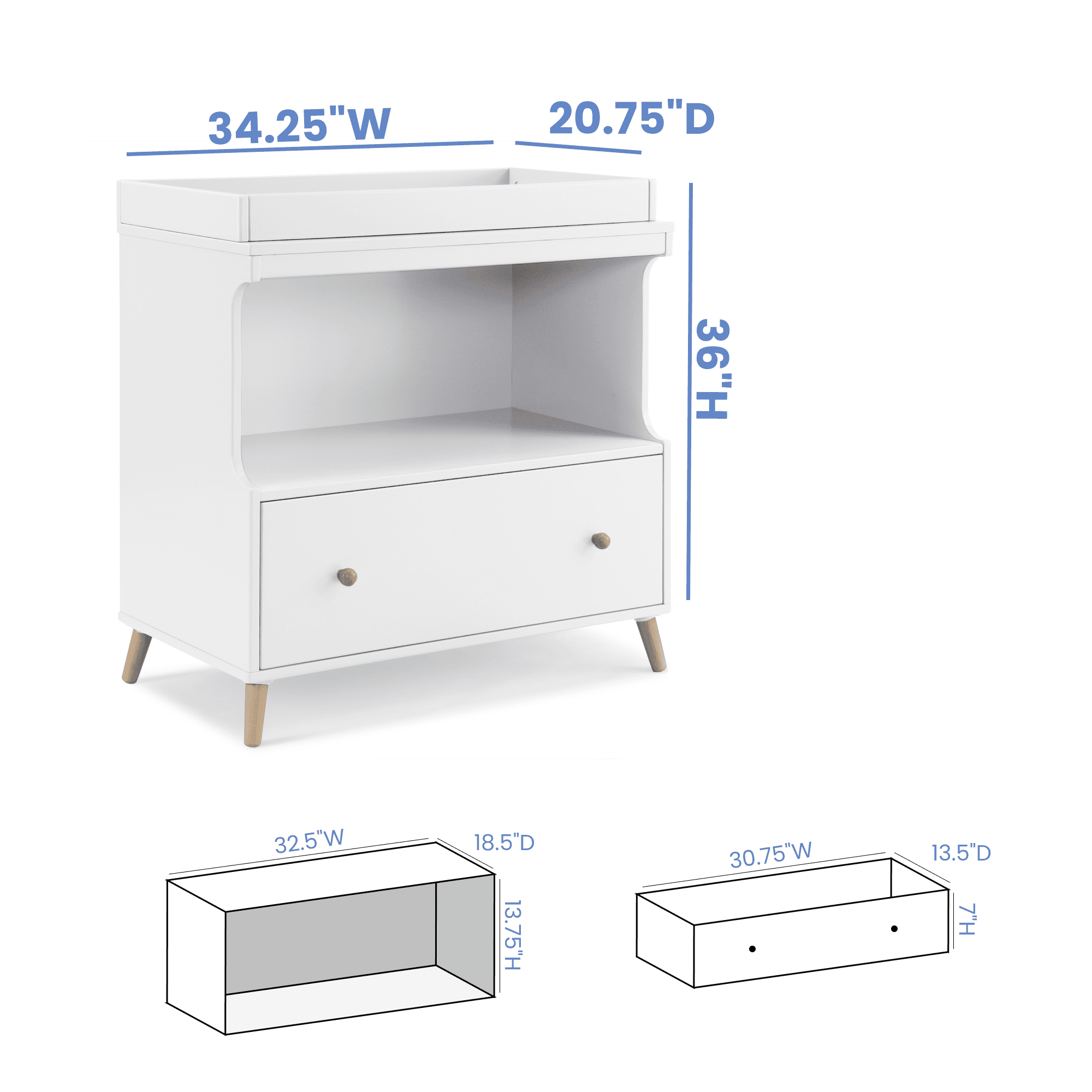 Delta Children Essex Convertible Changing Table with Drawer Greenguard Gold Certified Bianca White Natural Walmart