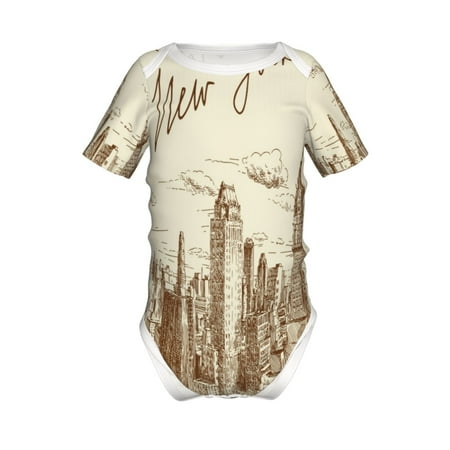 

Yiaed New York Print Infant Climbing Short Sleeve Onesie One-Piece Baby Bodysuit Clothes 0-12 Months -18 Months