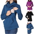 thumbnail image 1 of Sentmoon Haut d'Allaitement Surdimensionné à Col Rond Extensible Hauts d'Entraînement de Maternité Couleur Unie Manches Longues Vêtements de Grossesse pour Femmes Agréable pour Séance Photo de Maternité TTG, 1 of 7