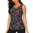 thumbnail image 2 of Picia Colorful Excavator Pattern Women's Workout Tank Top,Breathable Activewear,Slim Fit Athletic Top,Versatile Workout Moisture-wicking top-Large, 2 of 9