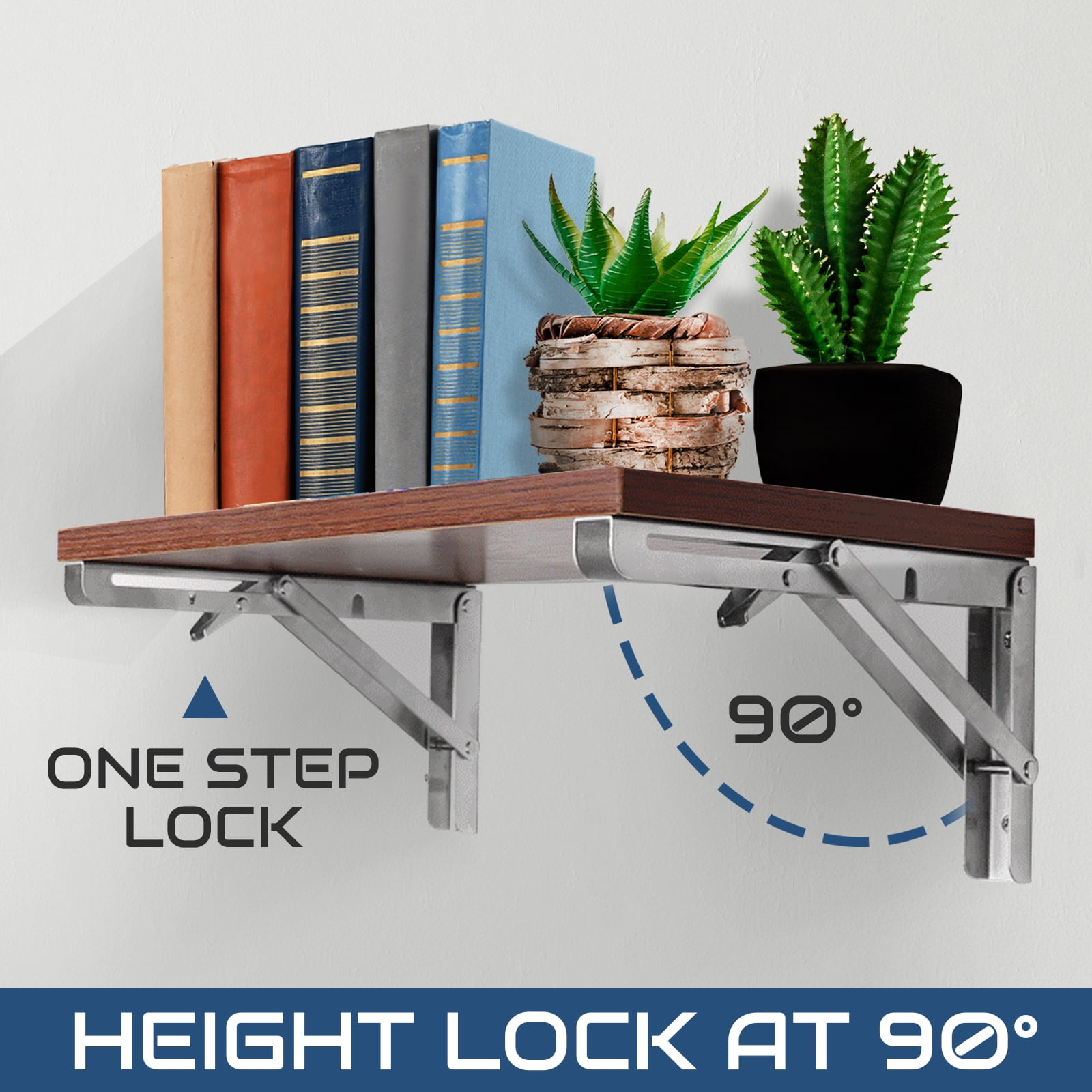 12" Folding Shelf Brackets Dawot Heavy Duty Stainless Steel Collapsible Shelf Bracket for Table Work Bench Space Saving DIY Wall Mounted Bracket Max Load 330lb(Pack of 2)