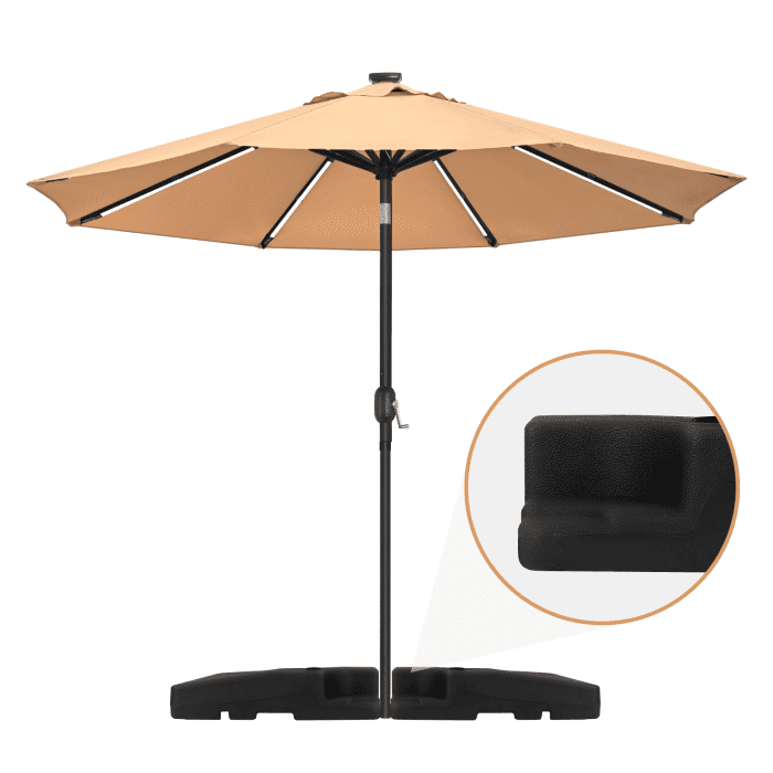 Sturdy Build HDPE Umbrella Base, 4-Piece Black Set, 356 LBS Capacity, Easy-Fill Spouts, Umbrella Stand Base for Beach, Garden, Outdoor