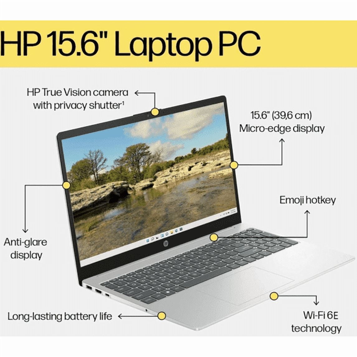 HP 15-fd0001dx 15.6" HD Intel Processor N100 4GB DDR4 128GB UFS Intel UHD Graphics Windows 11 Home in S mode Laptop Silver