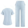 thumbnail image 4 of Scrubs for Women Set Stretch Fit Scrub Top & Jogger V-Neck Pants Medical Nurse Uniforms Set Multi Pocket 2025 Light Blue L, 4 of 4