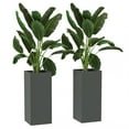 thumbnail image 1 of Outsunny 2 Pack Plastic Planter, 26 Inch Outdoor Planters, Dark Grey, 1 of 9