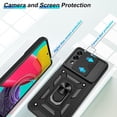 thumbnail image 2 of Samsung Galaxy M53 5G Case,Compatible with Samsung Galaxy M53 Case with HD Screen Protector with Slide Camera Cover, 360° Rotation Ring Kickstand [Military Grade] Case for Samsung M53 5G,Black, 2 of 7
