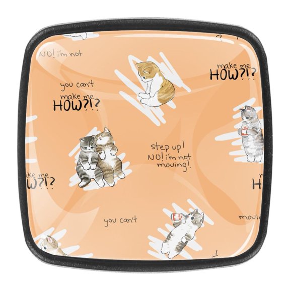 4 Pcs Square Cabinet Handle Cupboard Knob Drawer Pulls Handle Cat Drawer Knobs with Screws Furniture Decoration