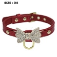 thumbnail image 2 of Diseñador Fancy Cute Leather Shiny Rhinestone Bow Tie Pet Cat Dog Collar Collar Joyería Adepaton Collares, 2 of 5