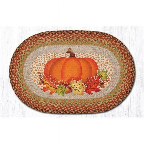 Capitol Importing 65-438PL 20 x 30 in. Pumpkin Leaf Printed Oval Patch Rug