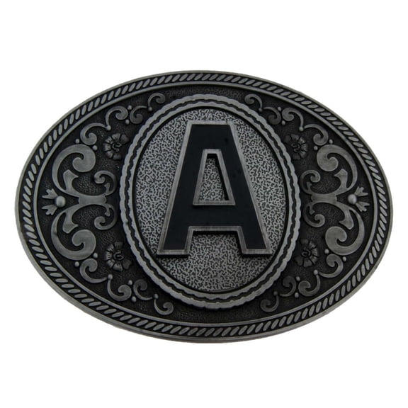 Initial Letter (A) Monogram Belt Buckle Cowboy Rodeo Western Metal Antiqued New