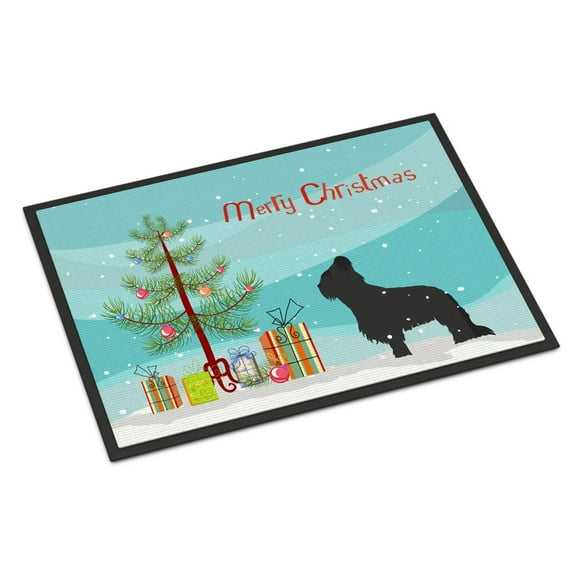 Carolines Treasures BB2944JMAT Briard Merry Christmas Tree Door Mat Indoor Rug or Outdoor Welcome Mat 24x36 Doormat  24H