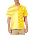 thumbnail image 4 of Unique Bargains Men's Summer Stripe Polka Dots Short Sleeves Button Patchwork Shirt XL Yellow White, 4 of 6