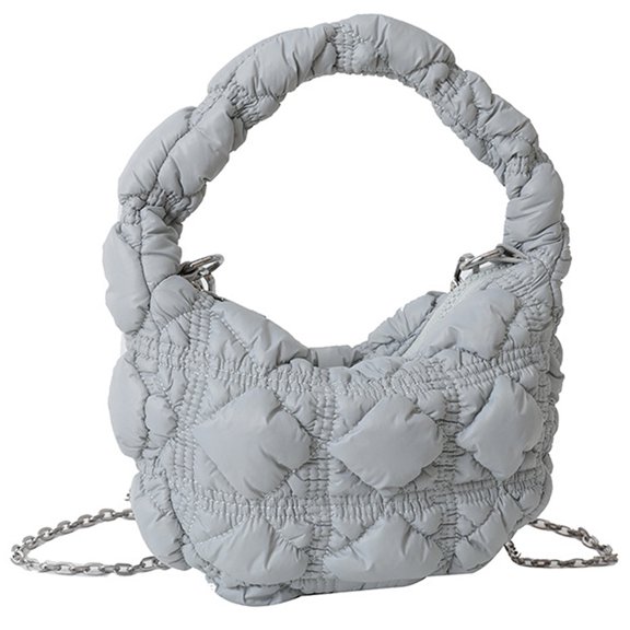 Puffer Tote Bag for Women Puffer Bag Lightweight Padding Shoulder Bag puffer hobo handbag 2023 cloud pleated quilted bag - grey