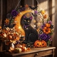 thumbnail image 2 of Double Sided Black Cat Moon Diamond Art Hanging Ornament, Halloween DIY Diamond Painting Kit with Pumpkin Bat Floral, Fall Decor Pendant for Wall Door Home Party Display, 2 of 4