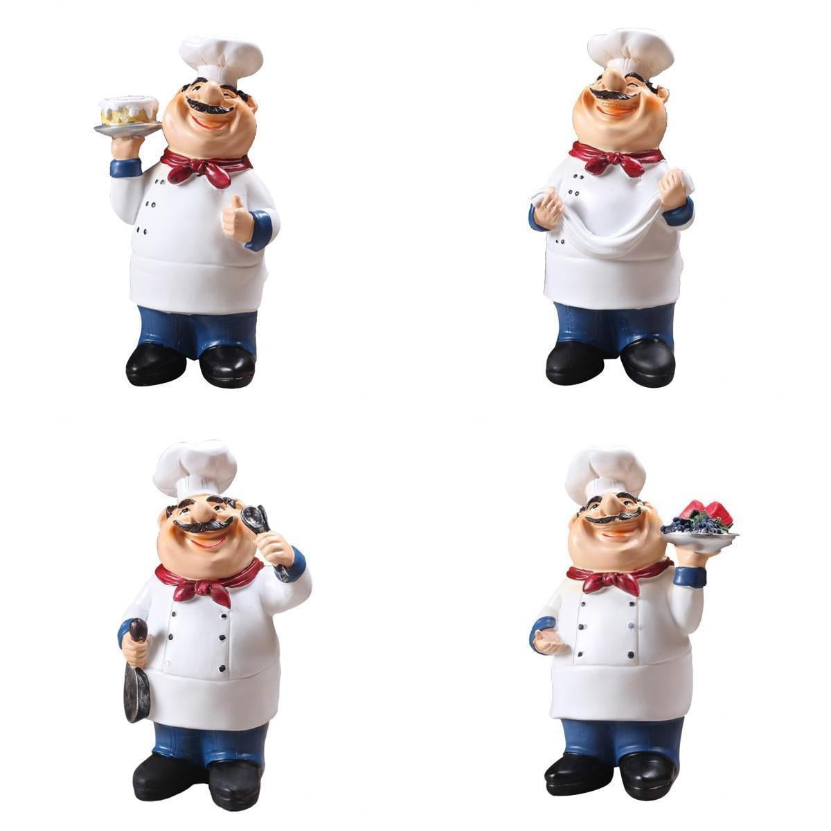 4Pcs Chef Figurines Kitchen Decor chef with Fruit Figurine Counter Top